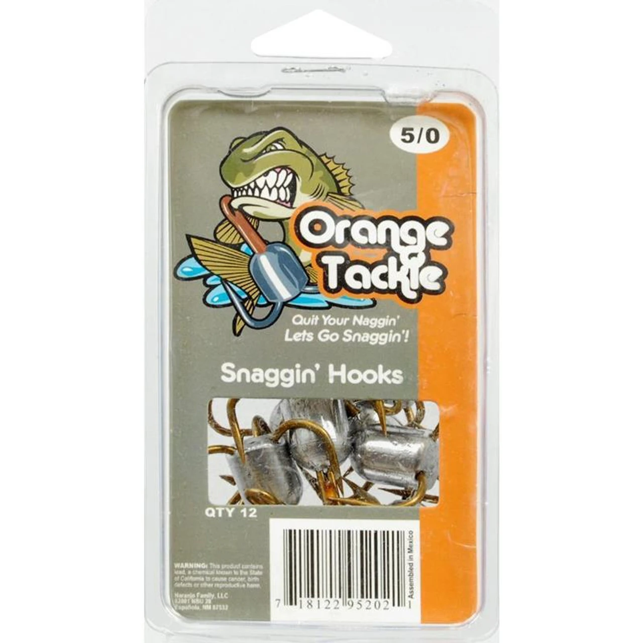 Orange Tackle Snaggin Hooks 5/0- 12 Count 3 Orange Tackle Snaggin Hooks 5/0- 12 Count
