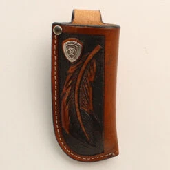 Ariat Tan & Brown Large Feather Design Knife Sheath
