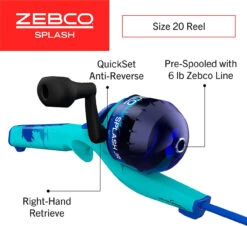 Zebco Blue Splash Kids Spincast Reel And Fishing Rod Combo, 29" Durable Floating Fiberglass Rod With Tangle-Free Design, Oversized Reel Handle Knob, Pre-Spooled With 6-Pound Zebco Fishing Line -Leupold Store 2755910 3 59627.1678988874