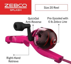 Zebco Pink Splash Kids Spincast Reel And Fishing Rod Combo, 29" Durable Floating Fiberglass Rod With Tangle-Free Design, Oversized Reel Handle Knob, Pre-Spooled With 6-Pound Zebco Fishing Line -Leupold Store 2755920 3 12059.1678915501